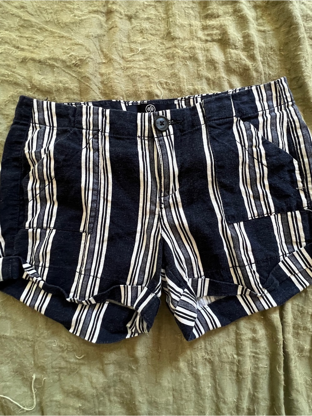 Lightweight Y2K Nautical Low Rise Micro-Mini Linen Blend Shorts Size 1 Vacation